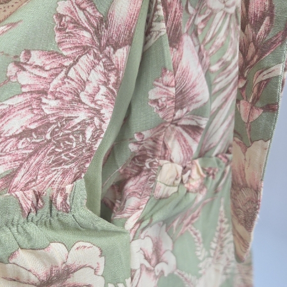 Aguabendita Green and Brown Floral Midi Dress With Pockets NWT - Picture 16 of 16